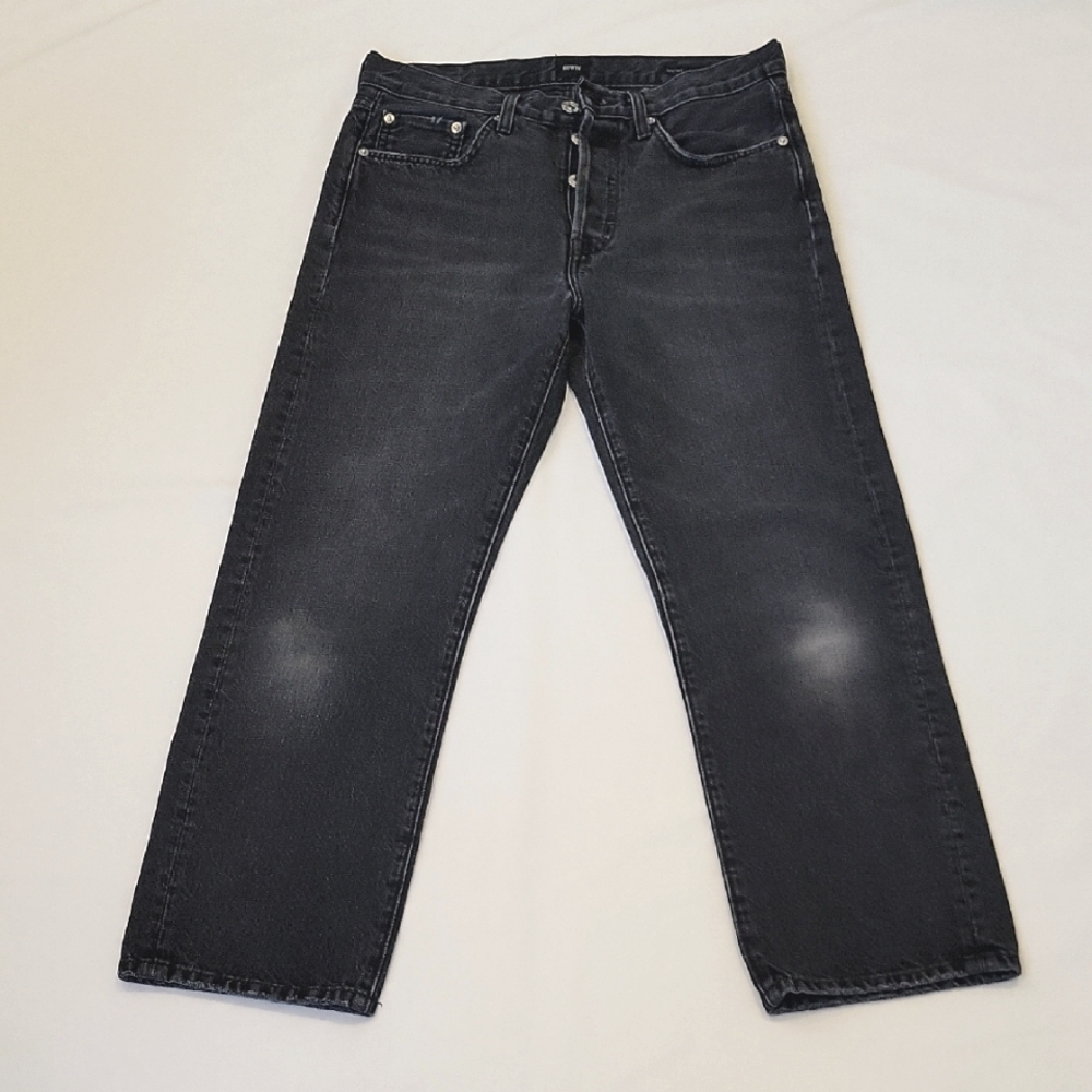 Edwin Black Denim Jeans Tash Crop Relaxed Size 25 Womens Made In USA, Japanese
